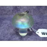A Glasform by John Ditchfield Purple Iridescent Glass Toadstool, mounted with a hallmarked silver