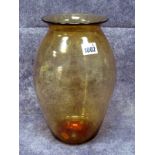 A Keith Murray for Brierley Amber Glass Vase, of ovoid form, etched mark, 29cm high.