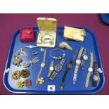 Assorted Costume Jewellery, including ladies wristwatches, brooches including Butler & Wilson,