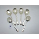 A Set of Six Hallmarked Silver Soup Spoons, DF, London 1930, 18.5cm long (330grams). (6)