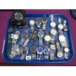 A Mixed Lot of Assorted Gent's Wristwatches, including Police, Pulsar, Fossil (boxed), Lorus,