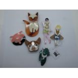 Six Modern Plastic Brooches. (6)