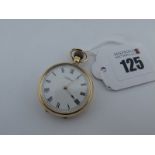 Waltham; A 9ct Gold Cased Fob Watch, the signed dial with black Roman numerals, the movement stamped