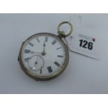 An Openface Pocketwatch, the unsigned dial with black Roman numerals, within engine turned case,