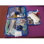 Vintage and Later Costume Bead Necklaces, including foil beads, pearl bead necklaces, thimbles,