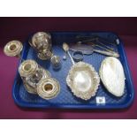 A Decorative Hallmarked Silver Trinket Dish, 15.5cm wide; Hallmarked Silver and Other Sugar Tongs,