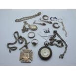 An Openface Fob Watch, a part watch chain suspending hallmarked silver medallion pendant, dress