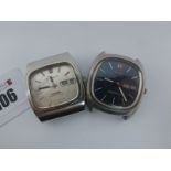 Omega; A Megaquartz Gent's Wristwatch Head, (no strap) the signed cushion shape dial with line