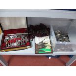A Mixed Lot of Assorted Kings Pattern and Other Plated Cutlery, cased canteen, etc :- One Box
