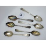 A Matched Set of Six Hallmarked Silver Old English Pattern Spoons, (various makers and dates),