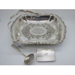 A Hallmarked Silver Compact / Case, stamped "A835" of rectangular form, allover engine turned and