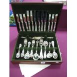 A Six Setting Canteen of Kings Pattern Plated Cutlery, in original fitted canteen case.