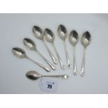 A Set of Eight Hallmarked Silver Coffee Spoons, JS&S, Sheffield 1970 (total weight 140grams).