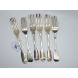 A Set of Six Hallmarked Silver Fiddle Pattern Forks, William Eley & William Fearn, London 1817,