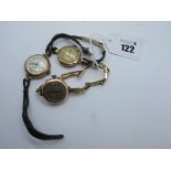 A Vintage 9ct Gold Cased Ladies Wristwatch, on an expanding bracelet; Together with Two Further