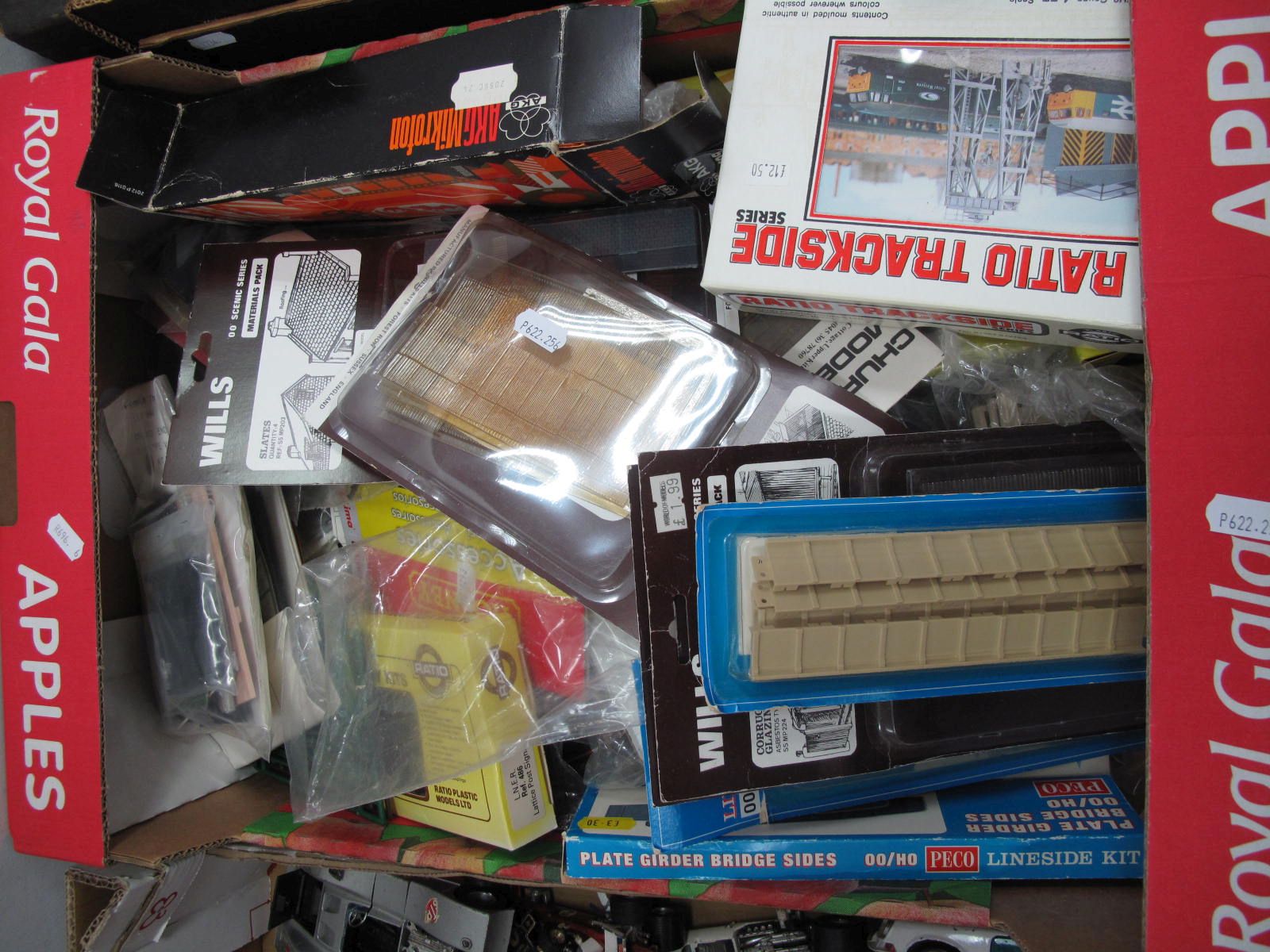 Fifty Plastic Plus Some White Metal Boxed/Poly Bag Kits, Ratio, Wills etc, rolling stock, buildings,