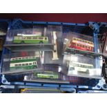 Nine Cased Diecast Buses, to include Corgi, Leyland Leopard , AEC Reliance, MCM Orian Leyland PSI,