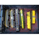 Two Triang 'OO' Gauge/4mm Unboxed Bo-Bo Transcontinental Diesel Powered Locomotives, yellow/blue