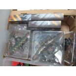 Eleven 1:72 Scale Military Model Aeroplanes, British and Japanese bubble and boxed pckg, fair to