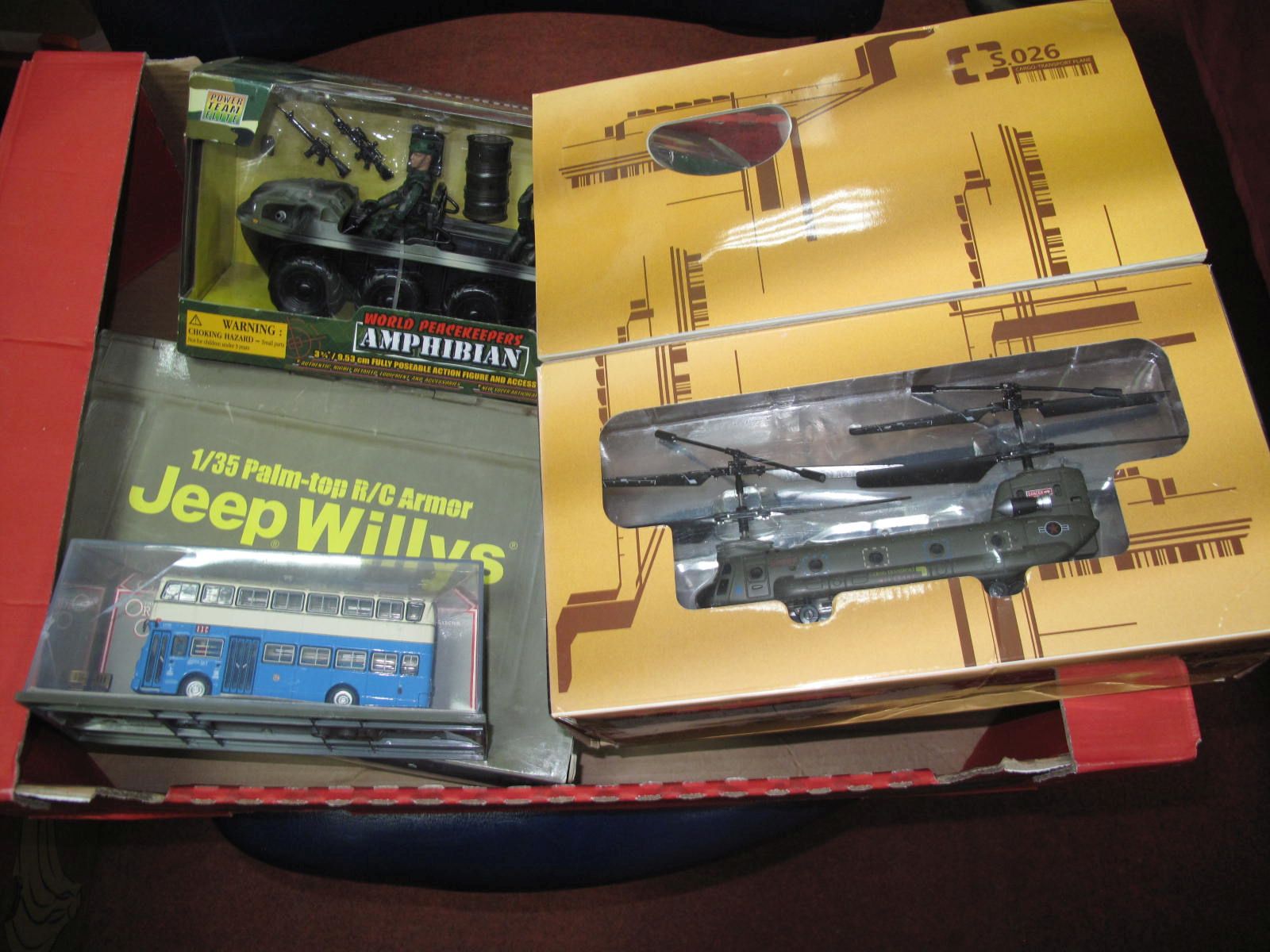 A Quantity of Boxed Models, to include RC MicroXTech, Willys Jeep, Syma 5026 RC Twin Rotor