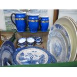 Doulton, Booths, Old Willow, other blue & white pottery:- One Box.