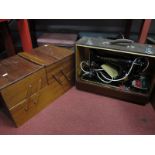 J H Portable Sewing Machine & Accessories, in folding box, Singer Sewing machine. (2)