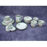 Losol Ware "Water Lily" Pattern Part Tea Service, fifteen pieces:- One Tray.