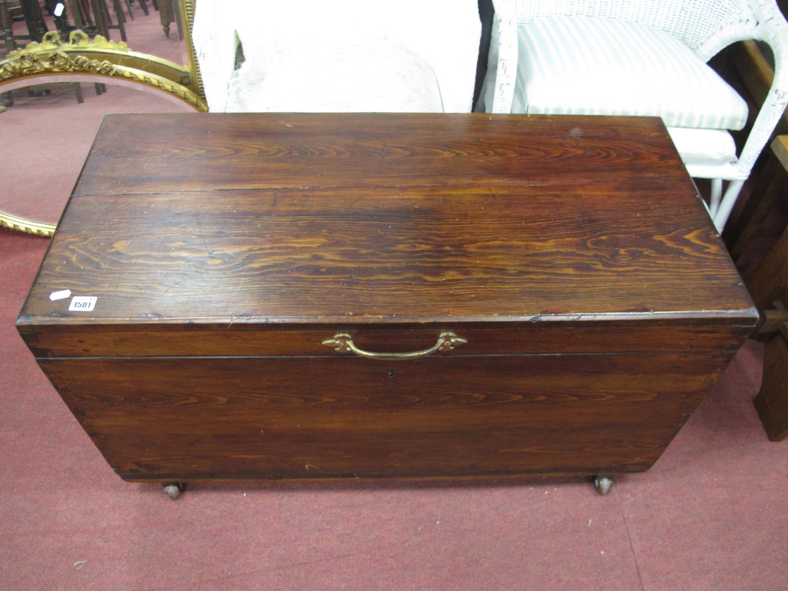 A Pitch Pine Blanket Chest, 97cm wide.