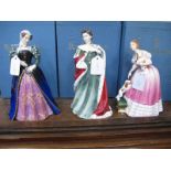 Royal Doulton Queens of The Realm Figurines, 'Queen Anne', Queen Victoria', and 'Mary Queen of
