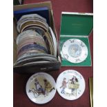 Various Collectors Plates, including Wedgwood "Street Sellers", floral, Christmas, etc:- One Box.