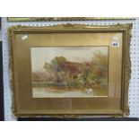 An Early XX Century Stuart Lloyd Watercolour, of a river scene, a fisherman's house in the