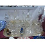 Glass Decanters, glass claret jug, etc:- One Tray.