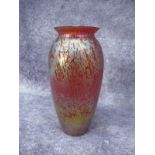 Royal Brierley Studio Glass Vase, in red lustre of ovoid form 25cm high.