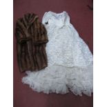 A c.1960's "Annelle" Cream Lace Wedding Dress, with roll collar, full length sleeves and full