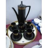 Portmeirion "Greek Key" Pattern Coffee Service, together with coffee cans - saucers etc, on a plated