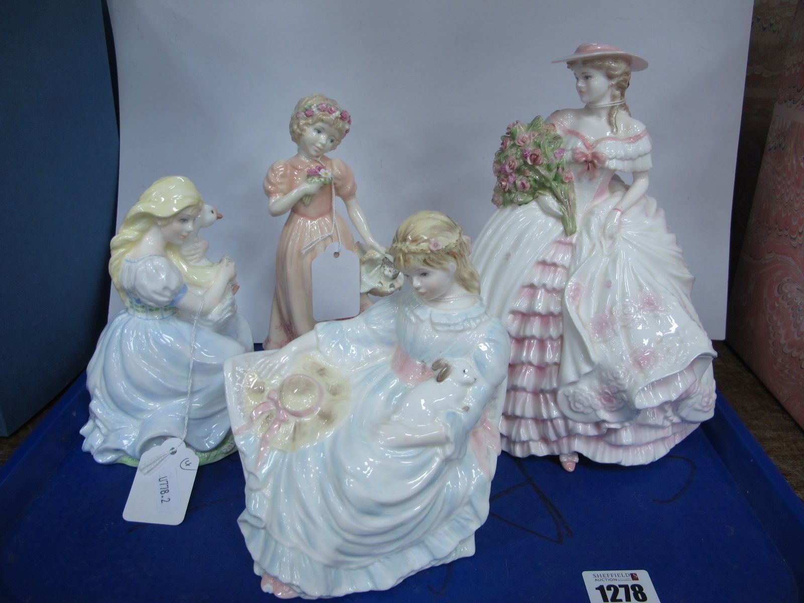 Four Coalport Limited Edition Figurines "Rose", A Christmas Kitten, Summer Daydream, The Goose