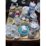 Blue-White Coffee Pot, Susie Cooper coffee cups, egg cups, etc:- One Tray.