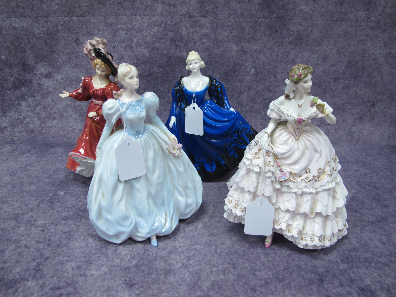 Four Figurines - Royal Doulton 'Patricia' HN 1993, Coalport 'Lily' - 'Dulcie, Royal Worcester 'The