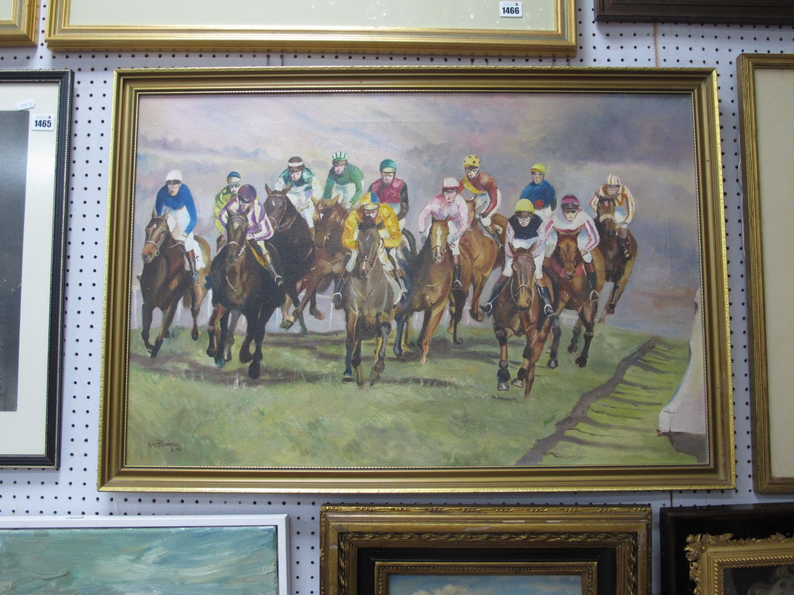 Ken Allsebrook, Cheltenham Gold Cup Race, Oil on Canvas, 49.5 x 74.5cm, signed and dated '86,