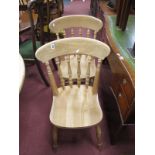 A Set of Four XIX Century Kitchen Chairs, with turned rails solid splat on turned legs.