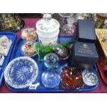 Dartington Dried Flower Displays, painted lidded glass jar, ashtrays, etc:- One Tray.