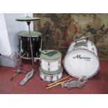 A Drum Kit Maxwin by Pearl Three Graduated Drums, 'Delux Drum' on three chrome feet, Zyn premier 14"