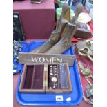 Sikes Hydrometer, shoe trees, 'Women' sign.