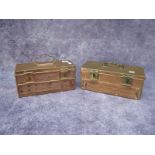Two Copper Laboratory Transportation Boxes, with brass mounts, the widest 29cm.