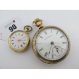 American Waltham Watch Co; A Gold Plated Cased Openface Pocketwatch, the signed white dial with