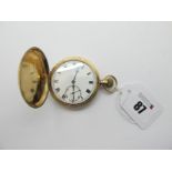 A 9ct Gold Cased Hunter Pocketwatch, the white dial with black Roman numerals and seconds subsidiary