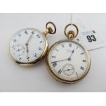 Waltham; A Gold Plated Cased Openface Pocketwatch, the signed dial with black Roman numerals and