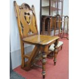 XIX Century Mahogany Metamorphic Steps, with arched top, pierced shield back and folding seat, on