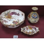 Royal Crown Derby 'Olde Avesbury' Octagonal Bowl, 20.5cm wide and oval dish, plus early ovoid