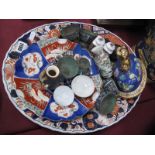 Oriental - A XIX Century Imari Platter, (restored), later lidded jar (damaged), plate, condiments,